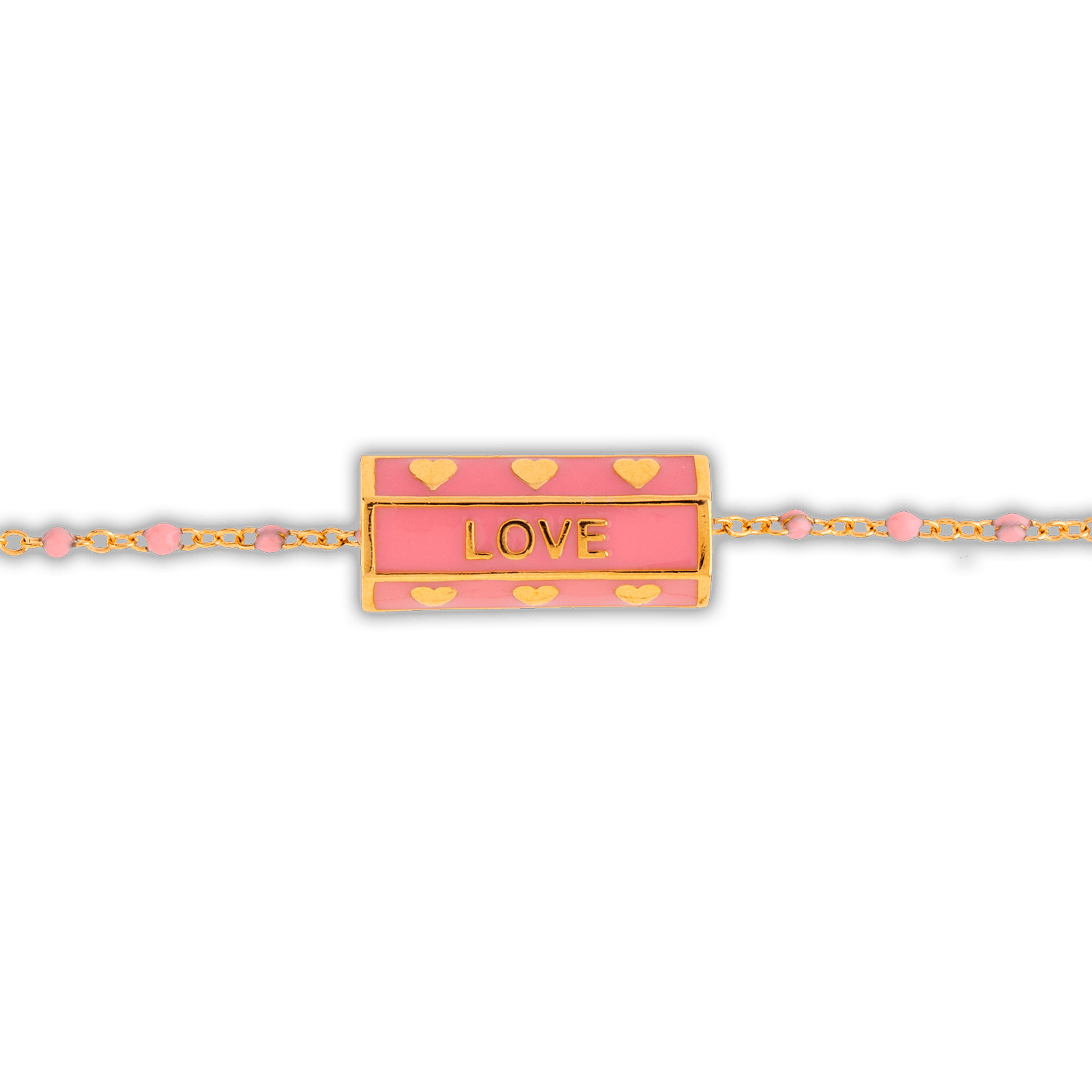 Collier Plaqué Or Talisman Love Email Et Bille Résine Rose