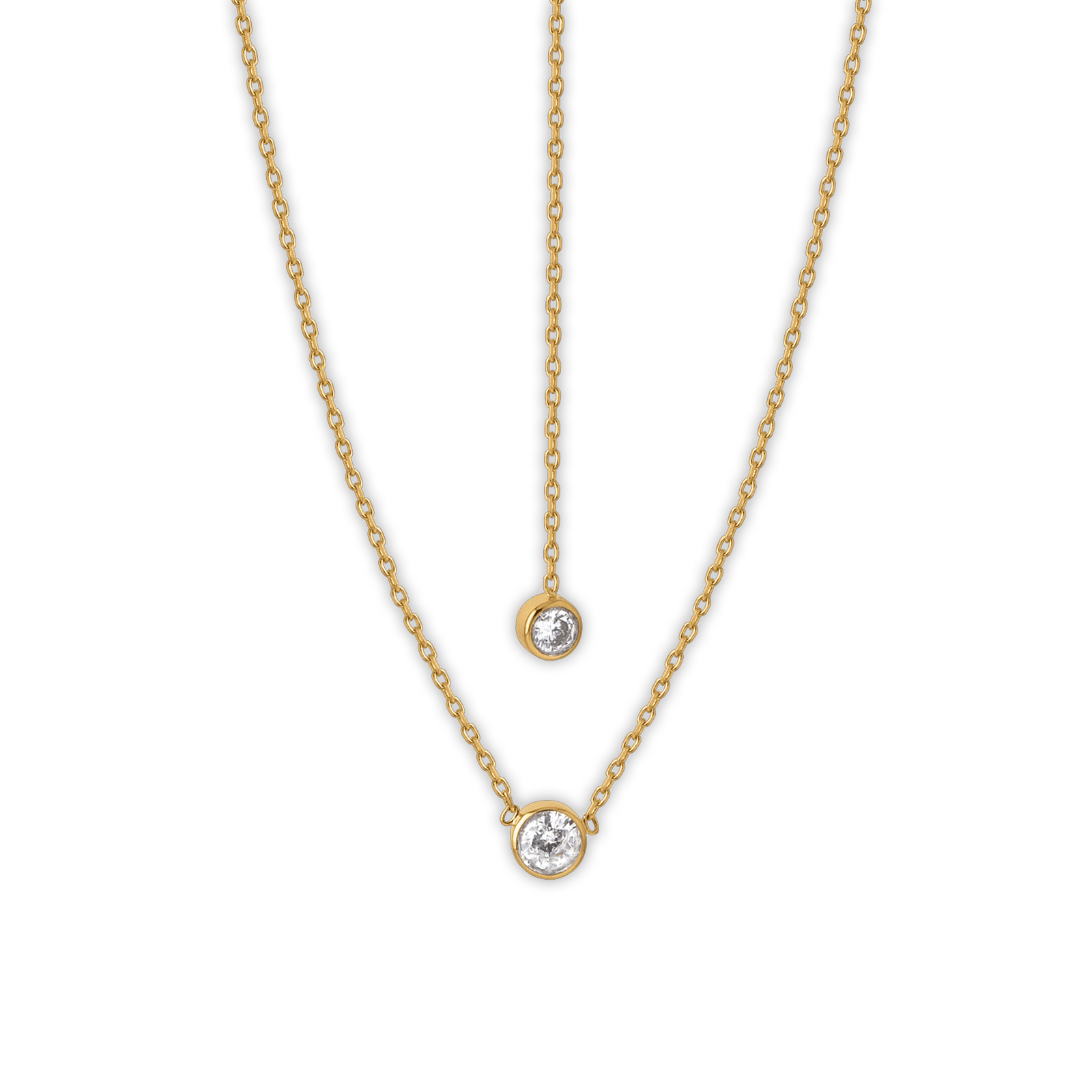 Collier Plaqué Or Devant Dos Zirconium