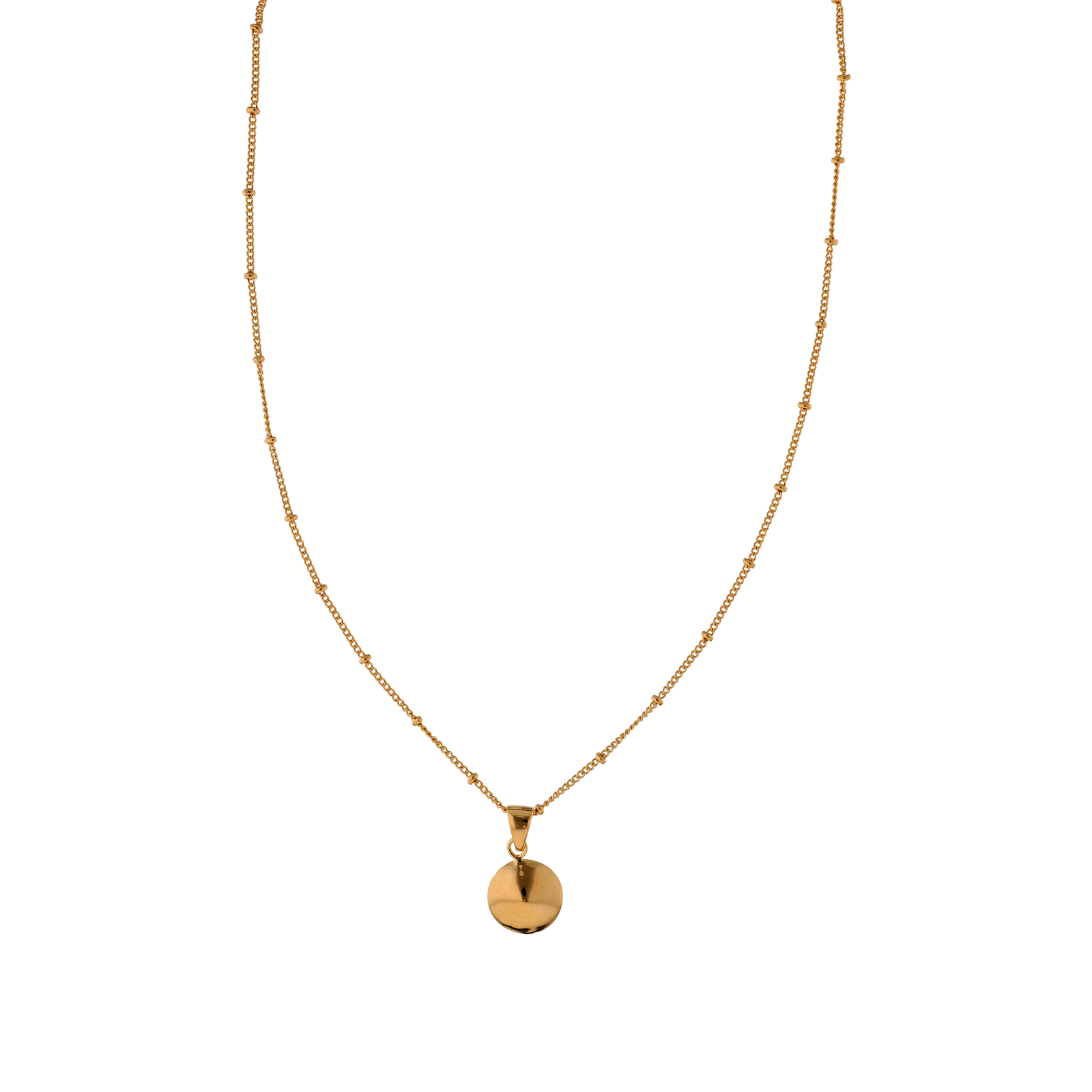COLLIER 45CM Plaqué OR BOULES + PENDentif BATEE
