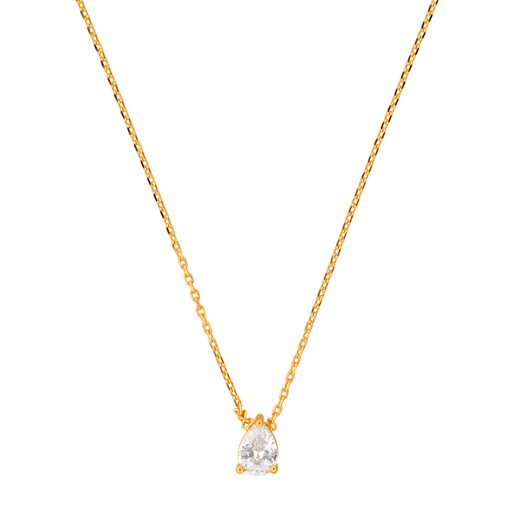 Collier Goutte Zirconium 5*7mm 38A42mm Plaqué Or
