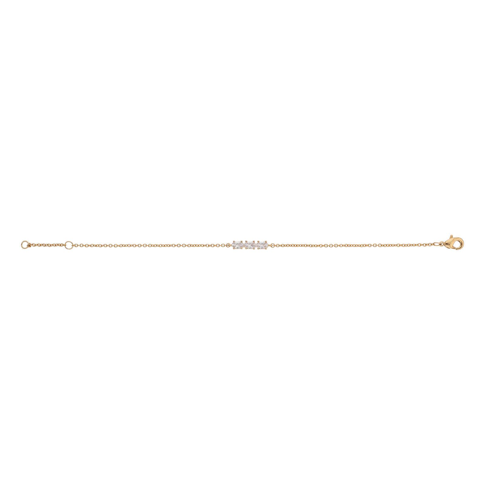 Bracelet Plaqué or trio oxydes blancs serti griffes