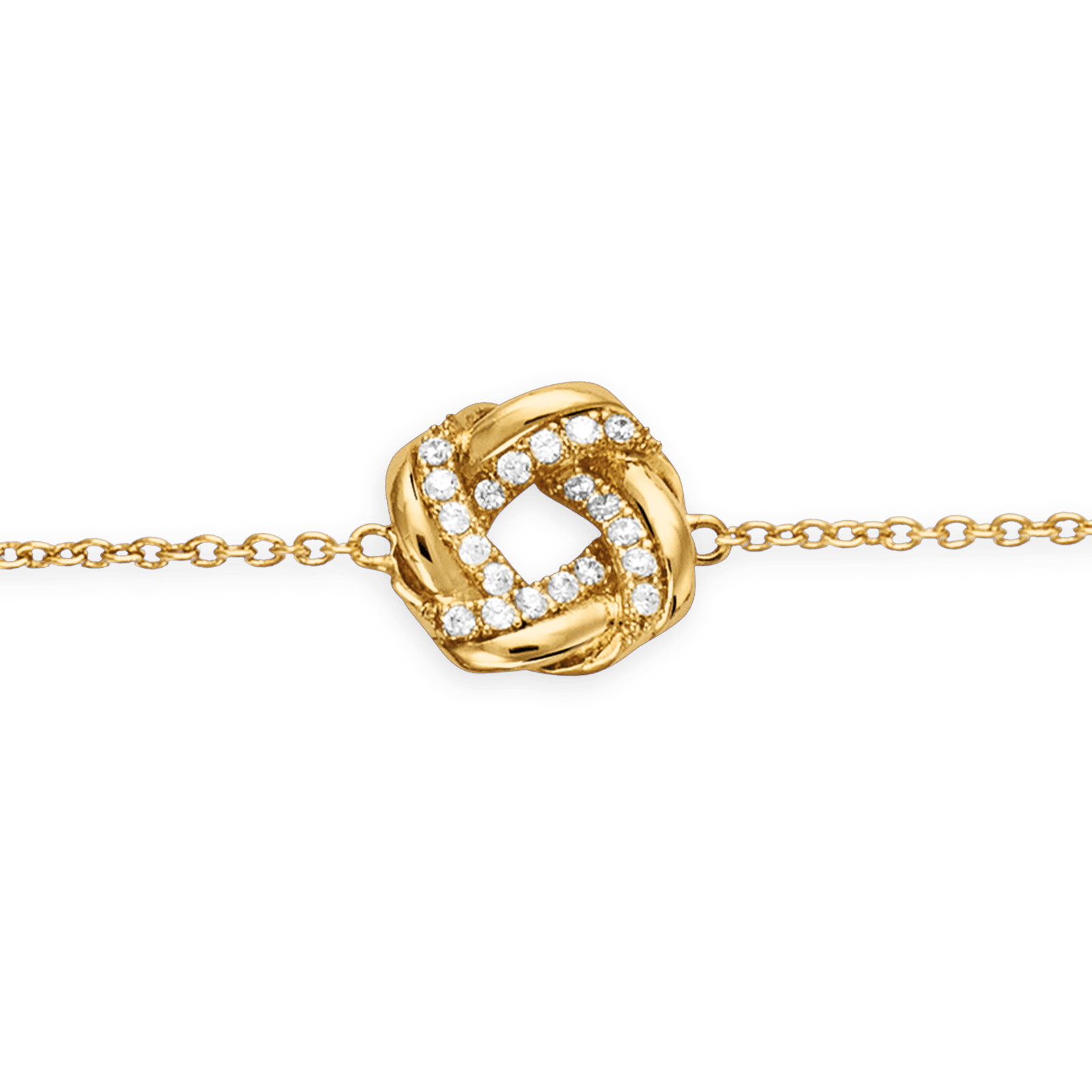 Bracelet Plaqué Or Chaîne Motif entrelacé Zirconium
