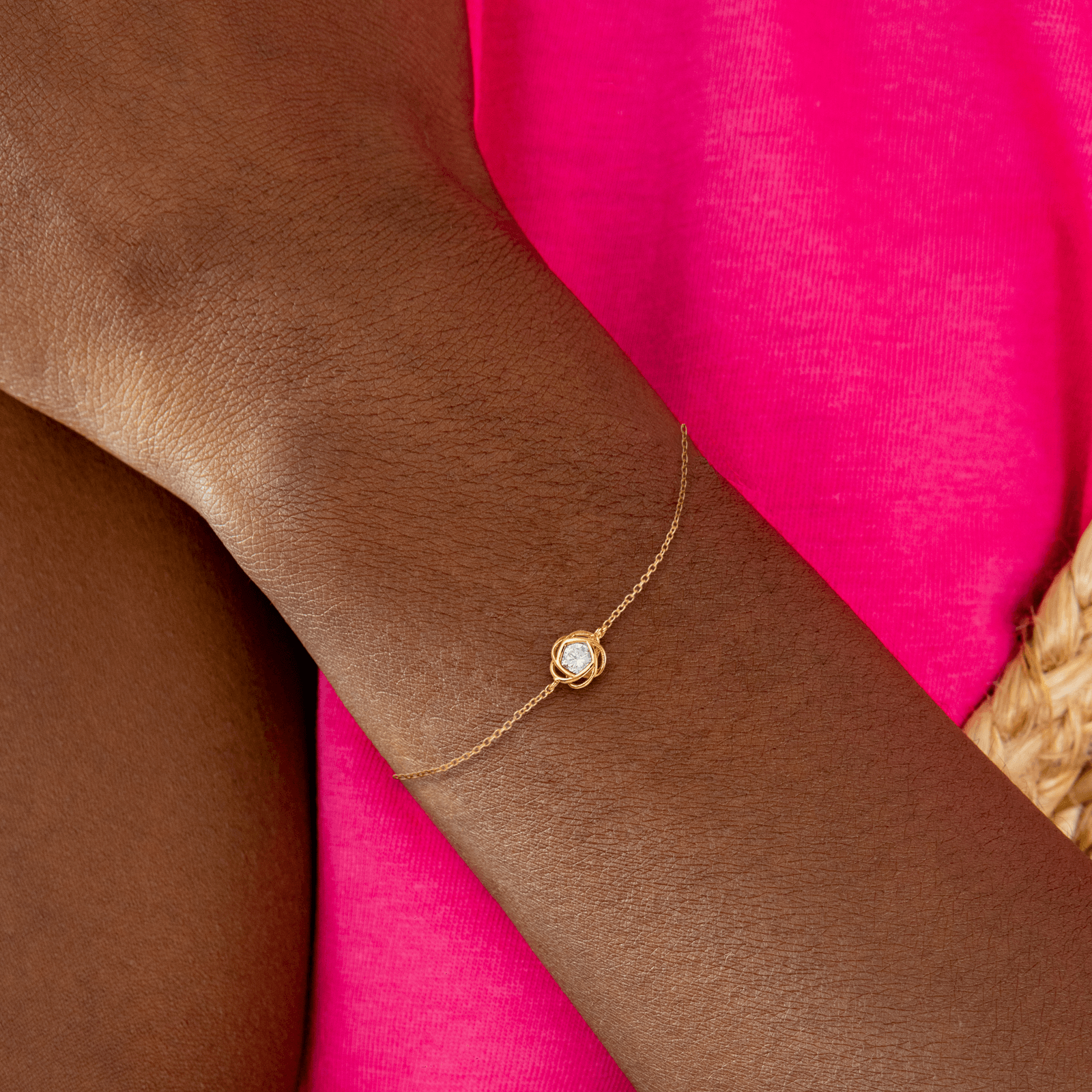 Bracelet Plaqué Or Nœud Zirconium