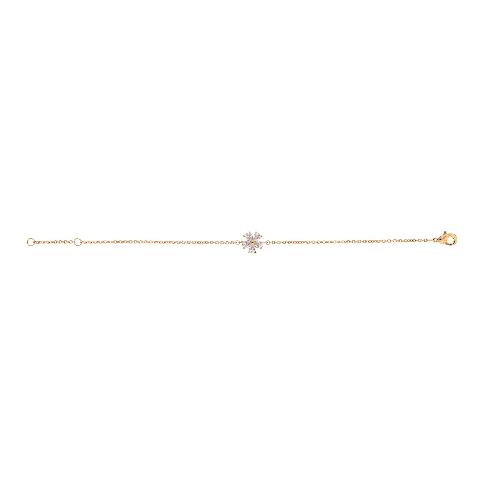 Bracelet Plaqué or fleur oxydes blancs serti griffes