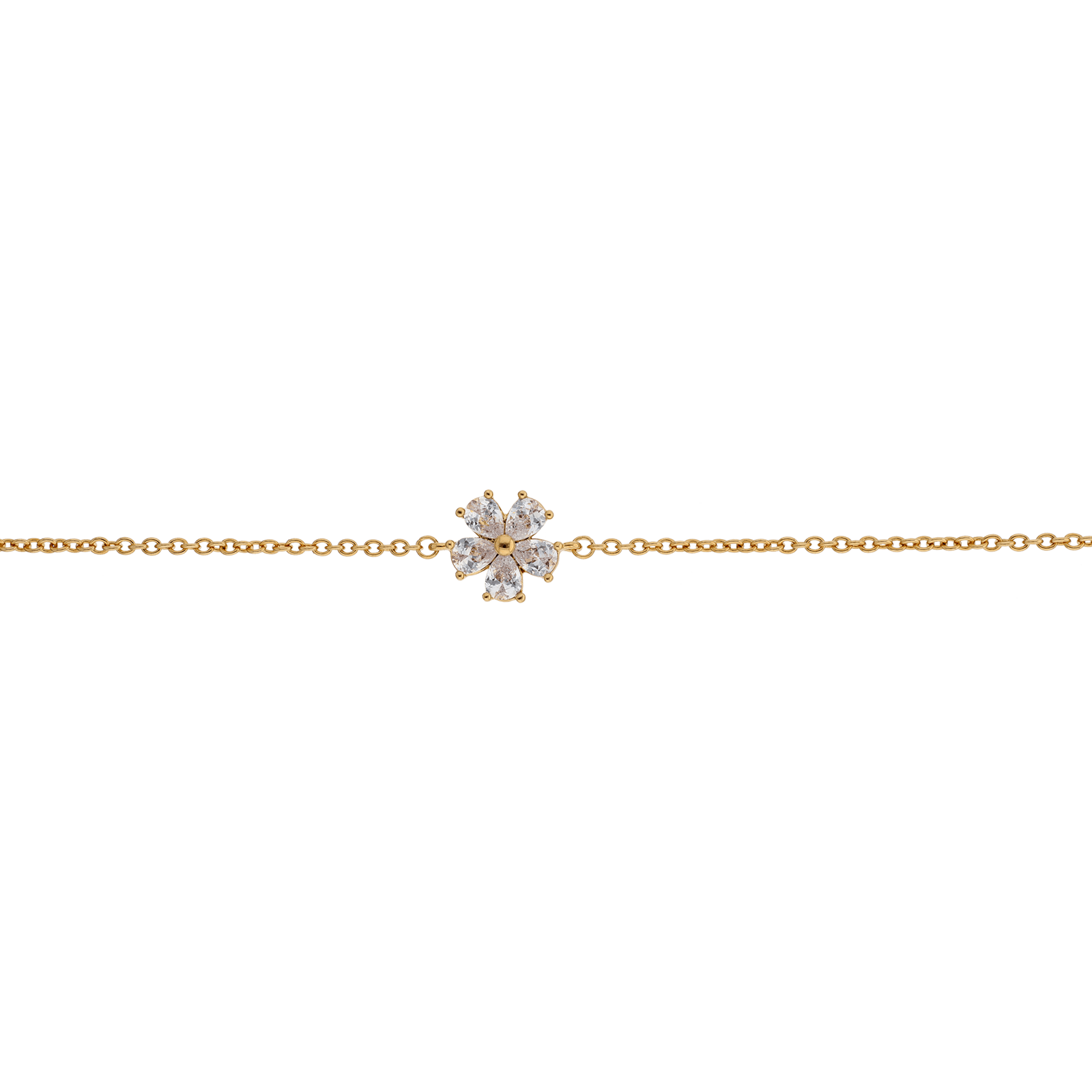 Bracelet Plaqué or fleur oxydes blancs serti griffes