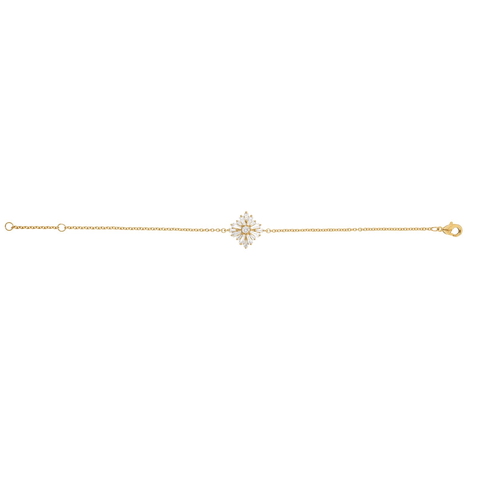 Bracelet Plaqué or fleur barrette Oxydes blancs