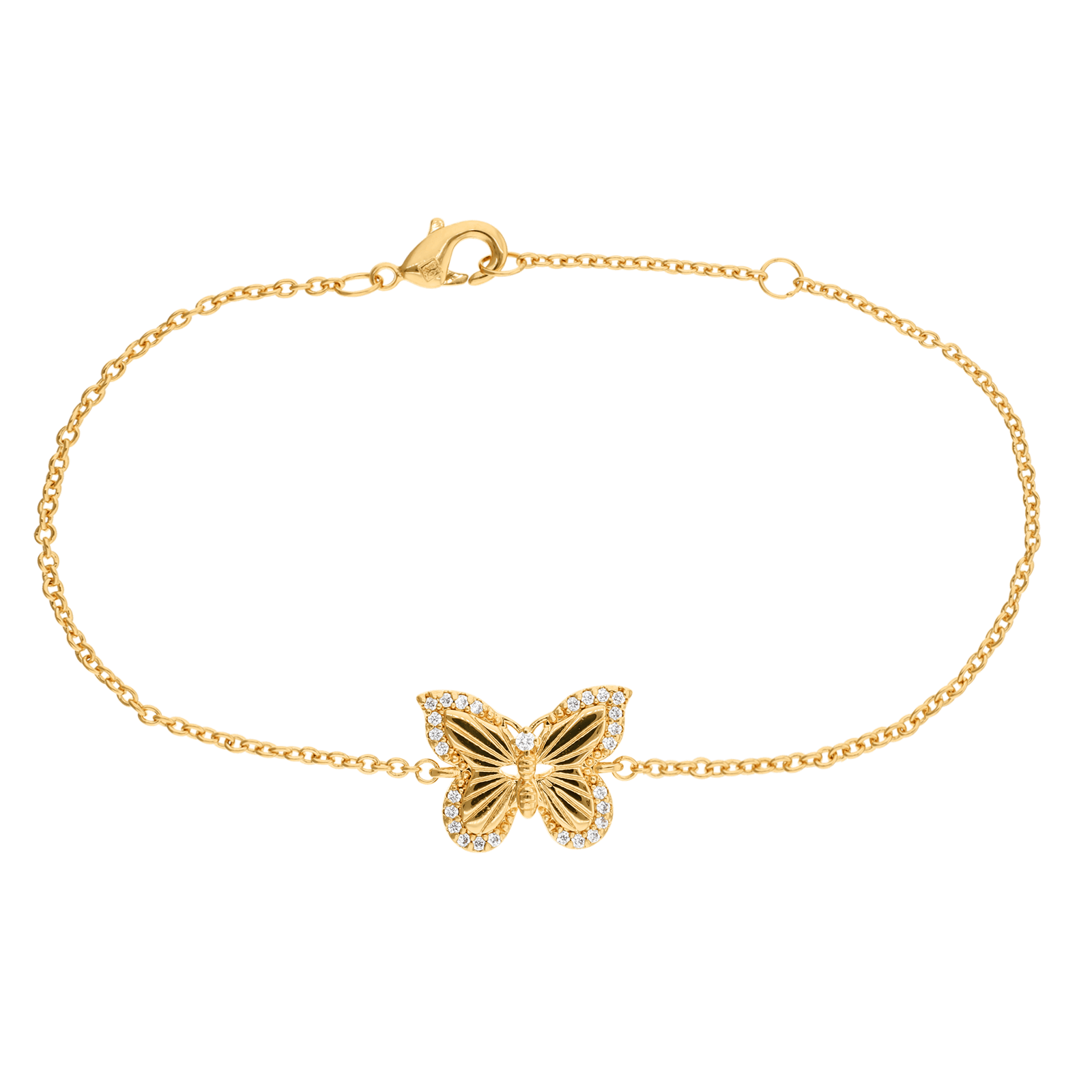 Bracelet Plaqué or Papillon rayonnant plus Oxydes blancs