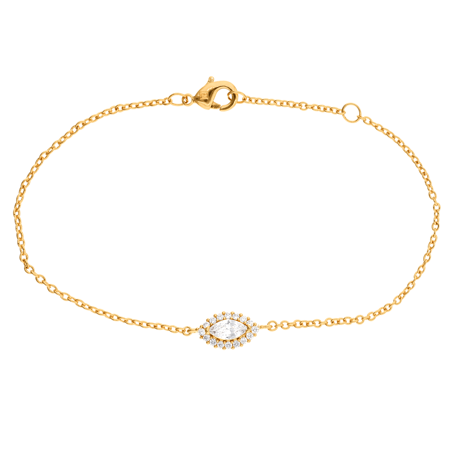 Bracelet Plaqué or forme amande Oxydes blancs