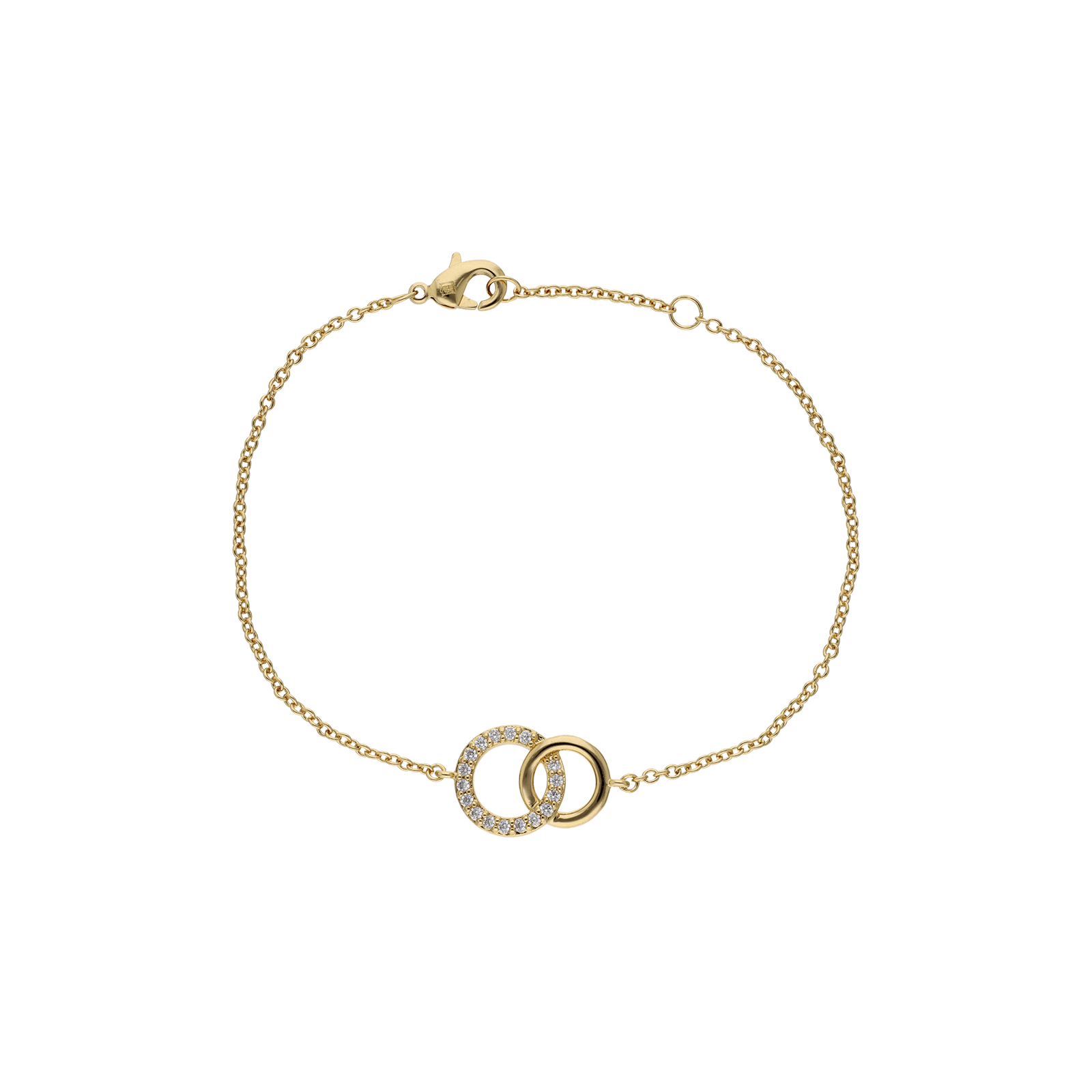 Bracelet Plaqué or double cercle entrelacés oxydes blancs