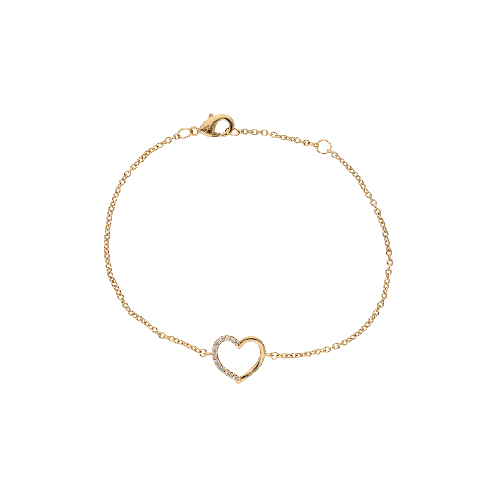 Bracelet Plaqué or forme coeur évidée Oxydes blancs