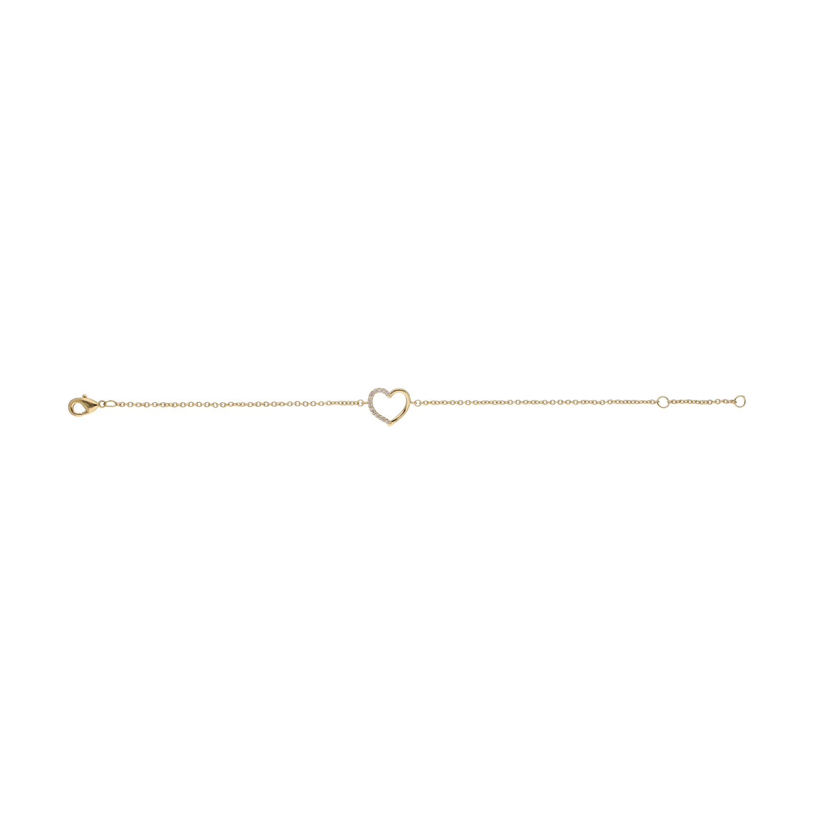 Bracelet Plaqué or forme coeur évidée Oxydes blancs