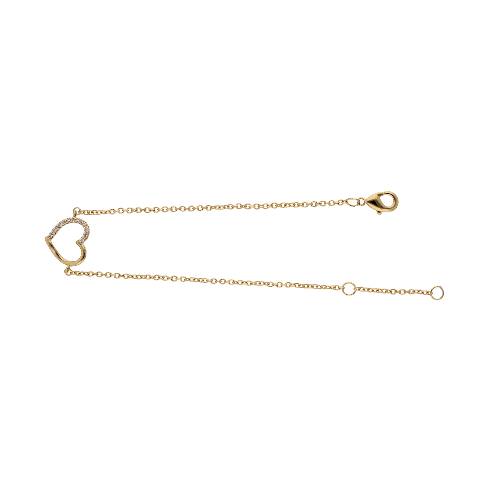 Bracelet Plaqué or forme coeur évidée Oxydes blancs