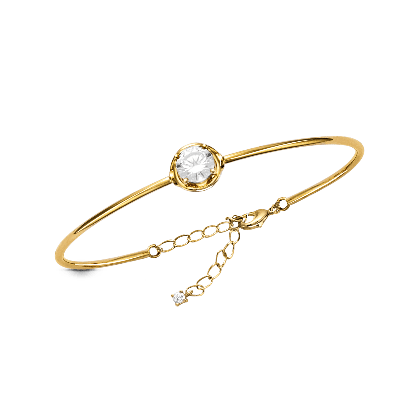 Bracelet Jonc Plaqué or Oxydes blancs avec chainette