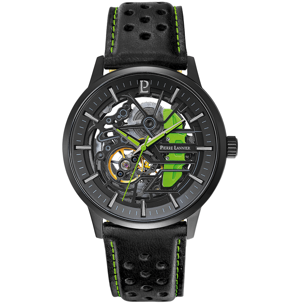 Montre Homme PADDOCK Cadran Noir Bracelet Cuir  Noir