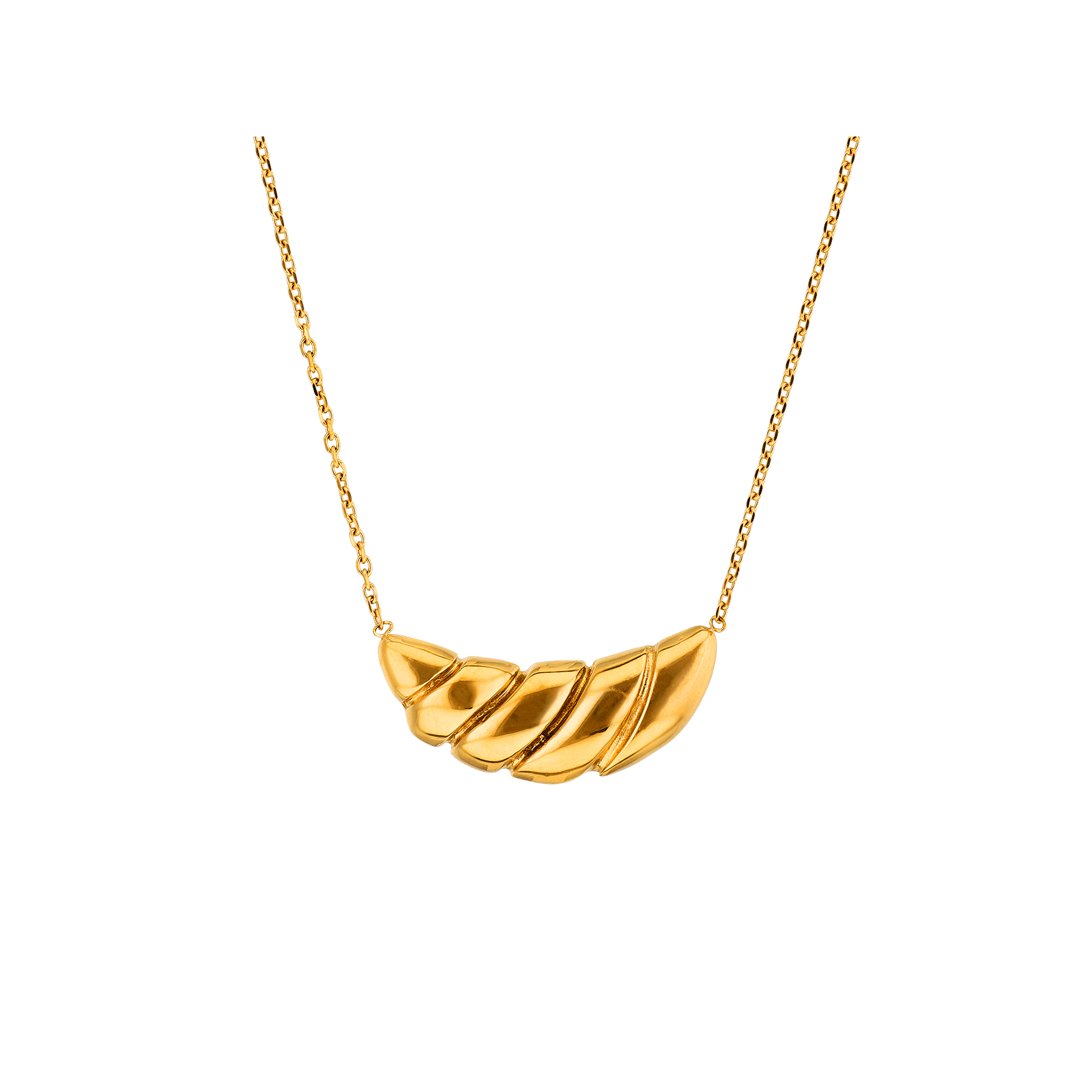 Collier Callas Acier doré centre motif Godronné 40 plus 5 centimètres