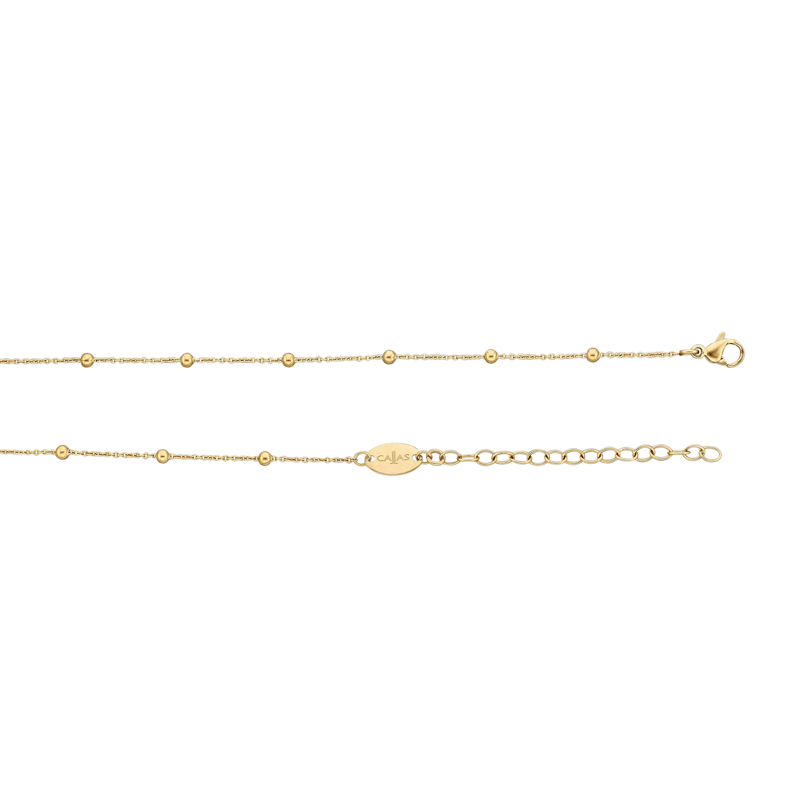 Collier Callas Acier doré chaîne fine boule centre Croix Oxyde de Zirconium couleur 40 plus 5 centimètres
