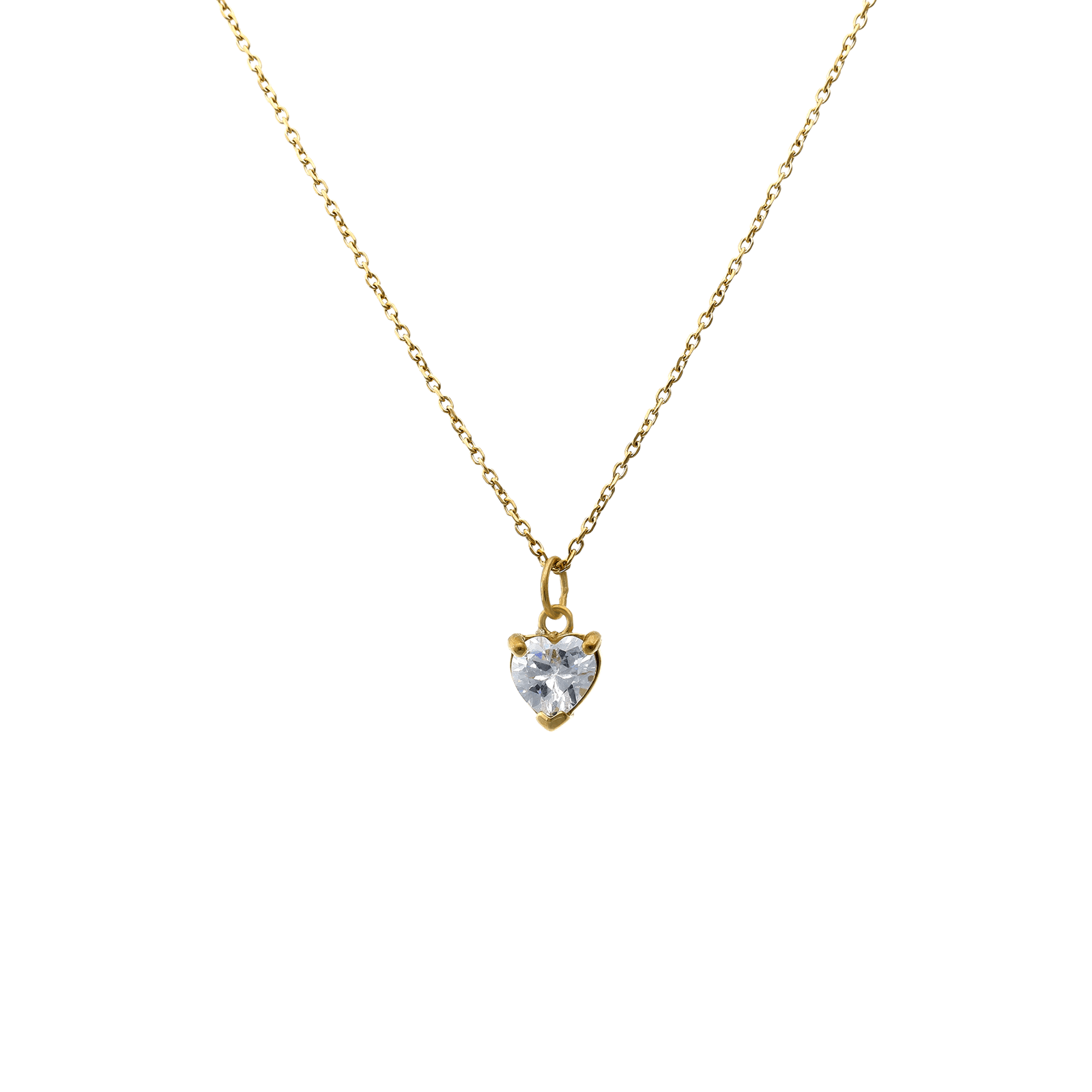 collier callas acier doré pendentif coeur oxyde de zirconium 40 plus 5 mm