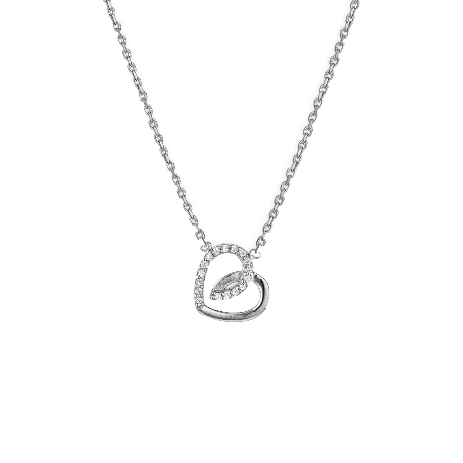 collier argent 42cm argent coeur oxyde de zirconium