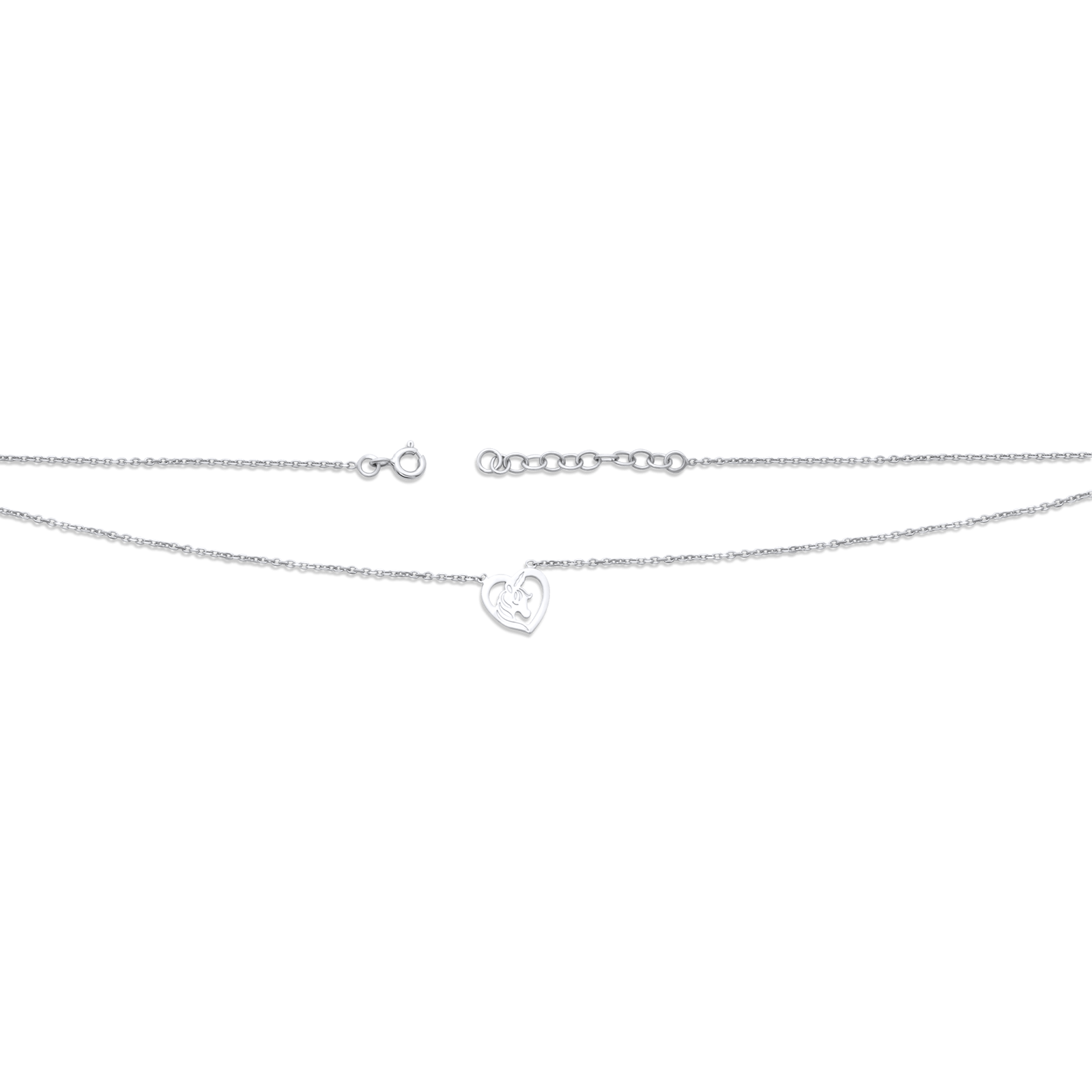 Collier Argent925 Cœur Licorne 10mm 35A38cm