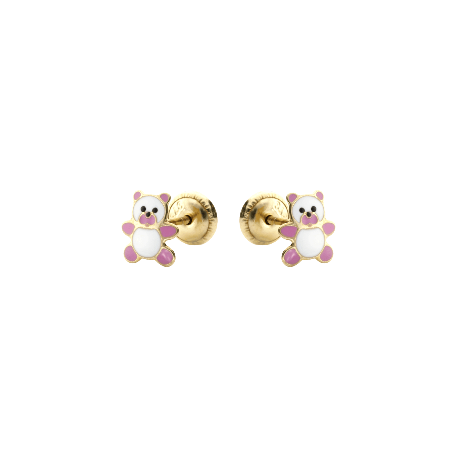 Boucles d'Oreilles vis ourson laqué rose