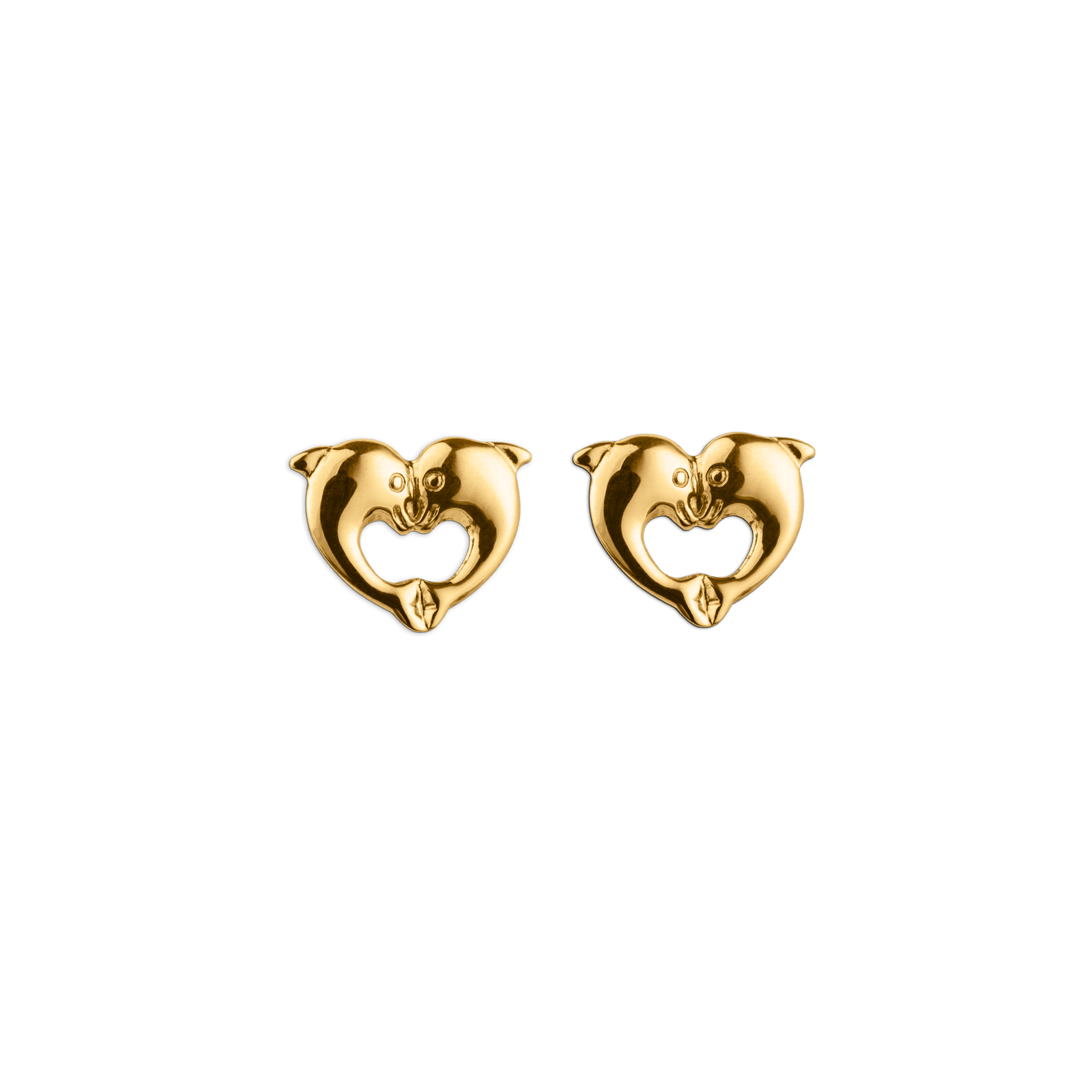 Boucles d'Oreilles coeur ajouré double dauphin