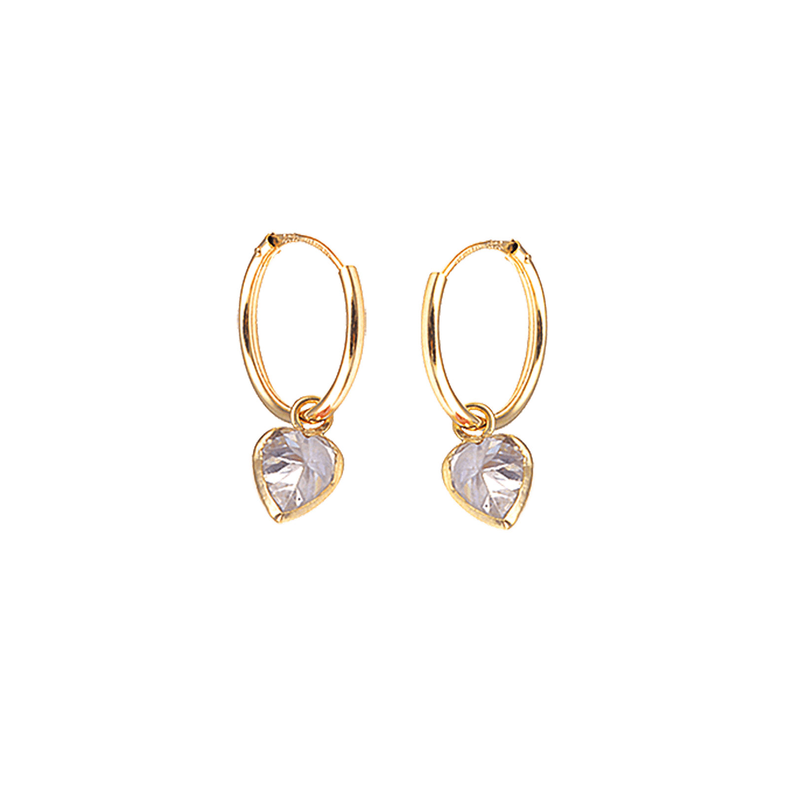 créoles or 9 carats 20mm cœur zirconium 5.5mm