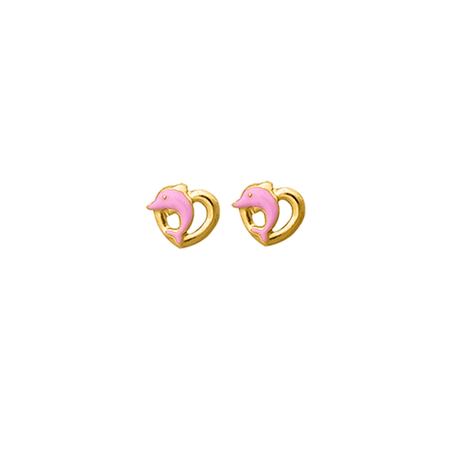 Boucles d'Oreilles vis papillon laque rose sur coeur
