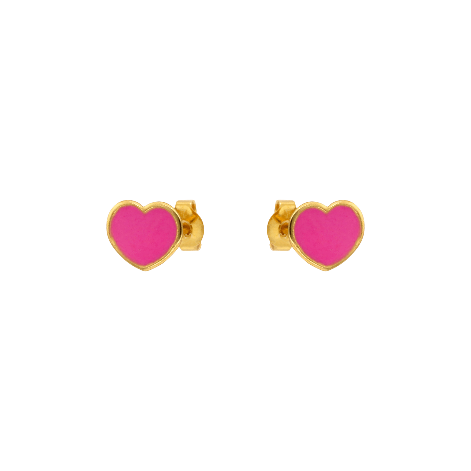 boucles d'oreilles or coeur laqué rose