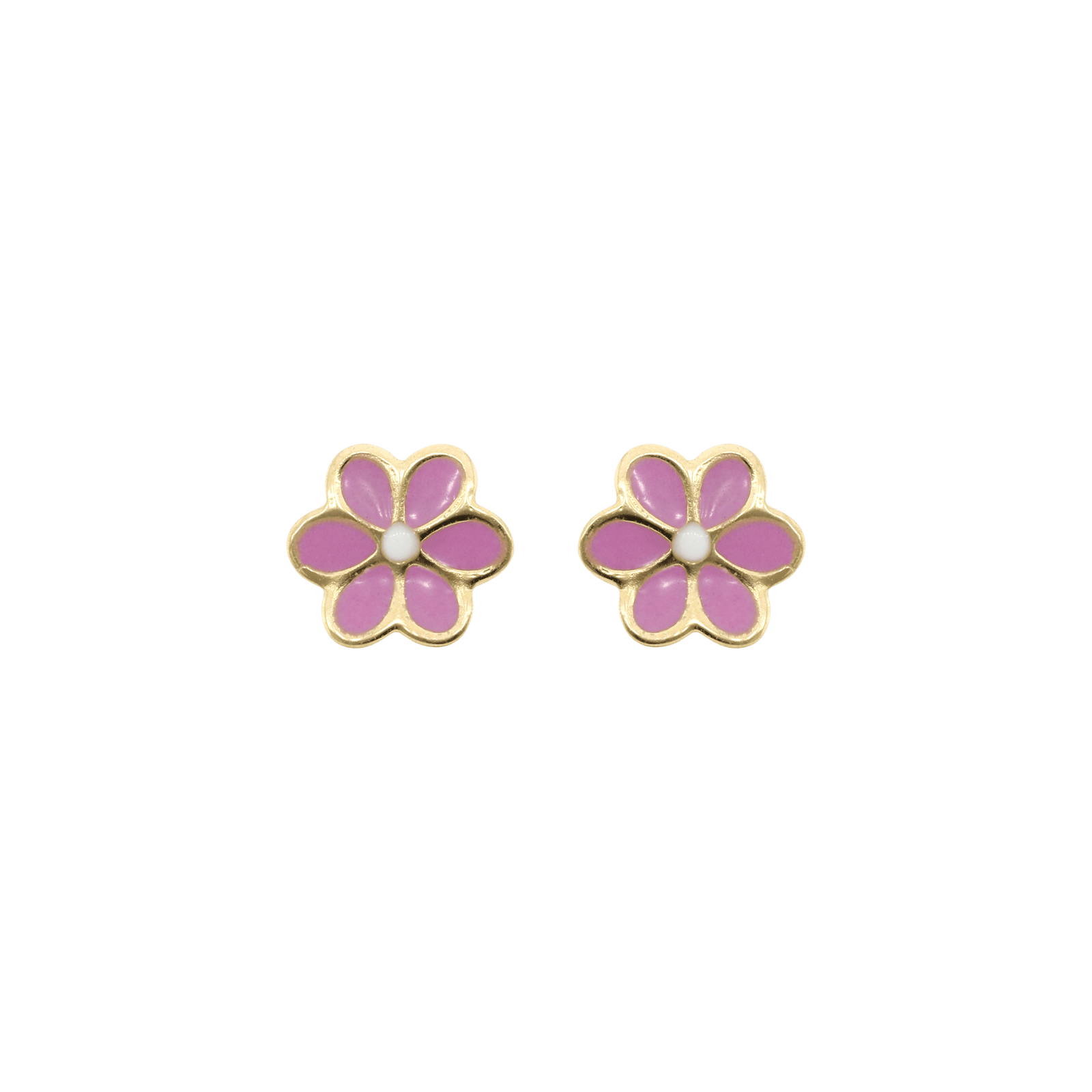 Boucles d'Oreilles fleur laquée rose