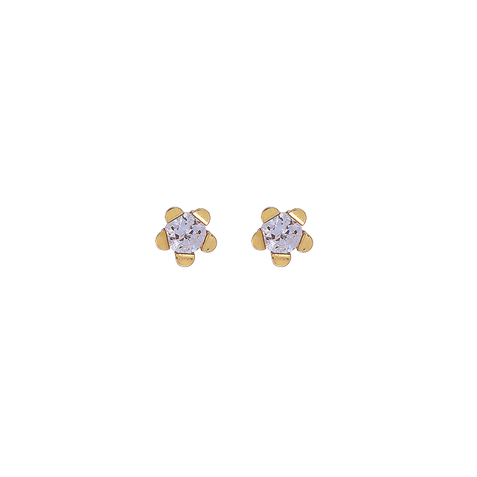 Boucles D'oreilles Or375 Fleur 4.5mm Zirconium 3mm