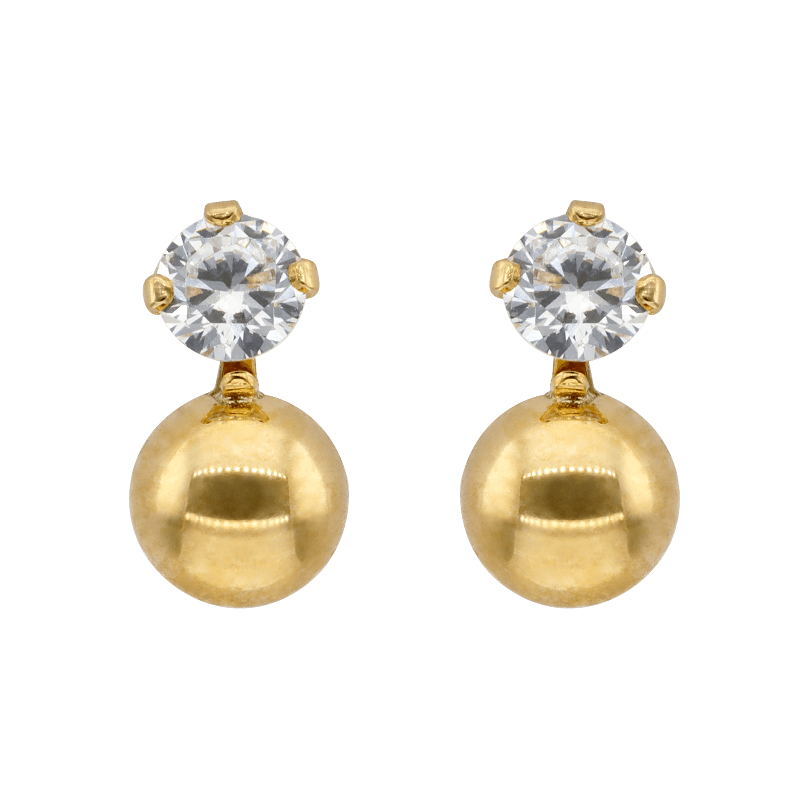Boucles d'Oreilles boule 6 millimètres et Oxyde de Zirconium quatre millimètres