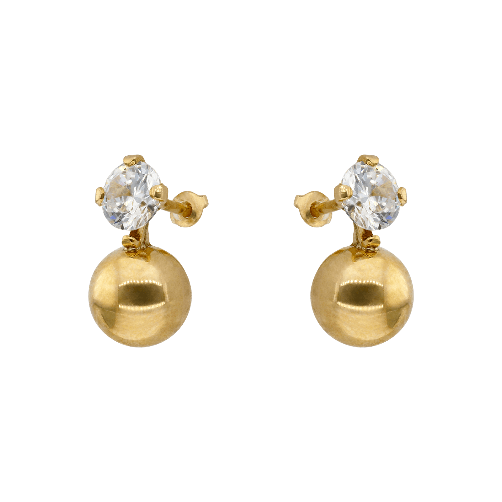 Boucles d'Oreilles boule 6 millimètres et Oxyde de Zirconium quatre millimètres