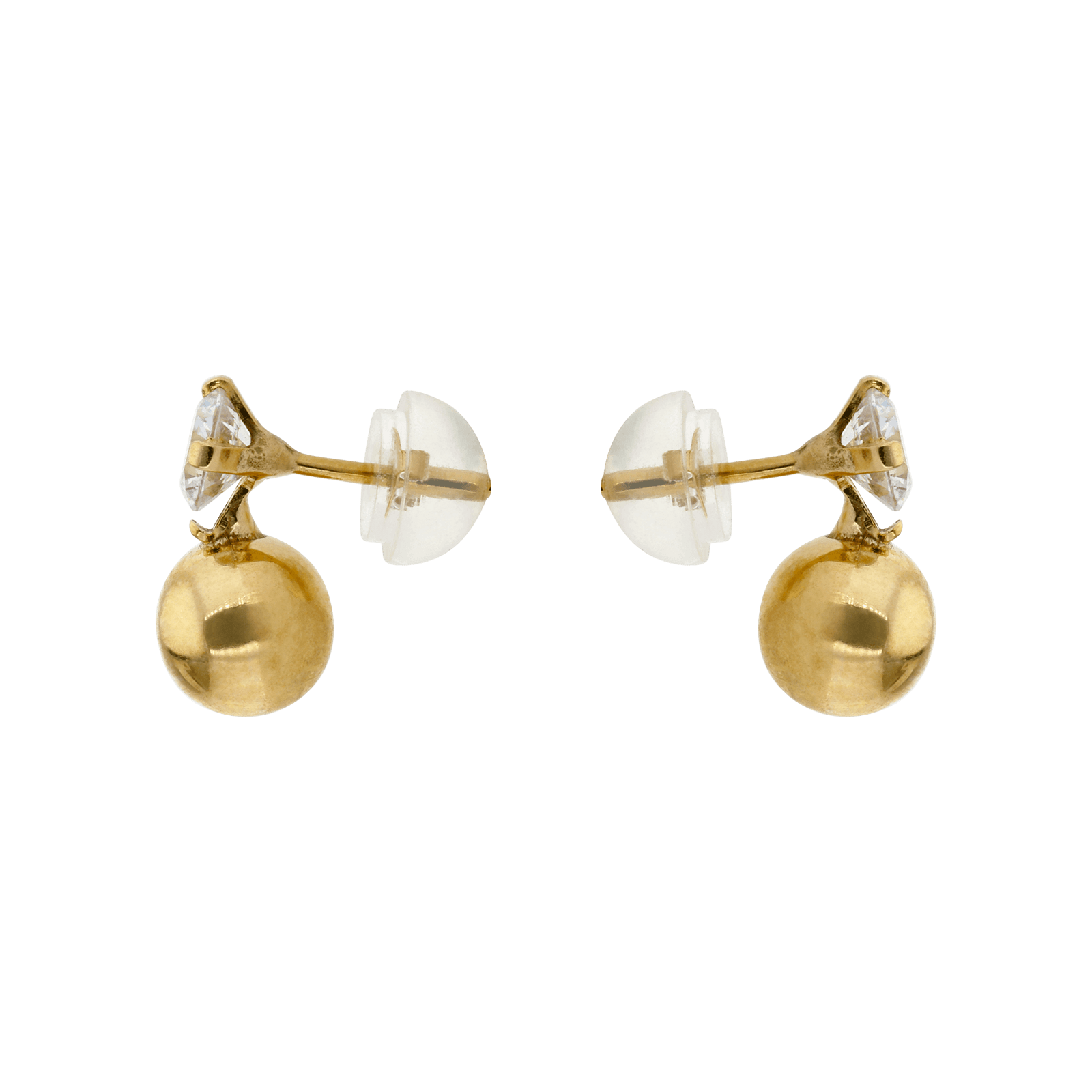 Boucles d'Oreilles boule 6 millimètres et Oxyde de Zirconium quatre millimètres