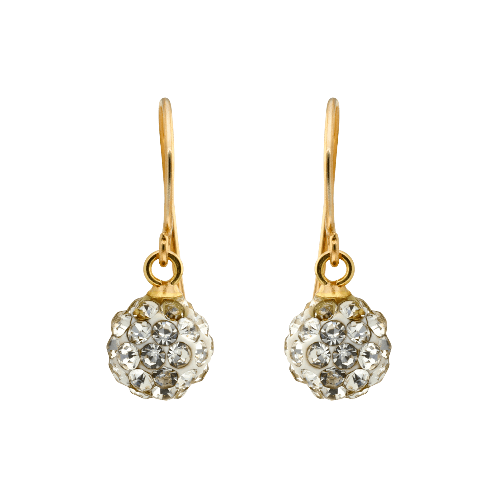 Boucles d'Oreilles crochet et boule cristal 6 millimètres
