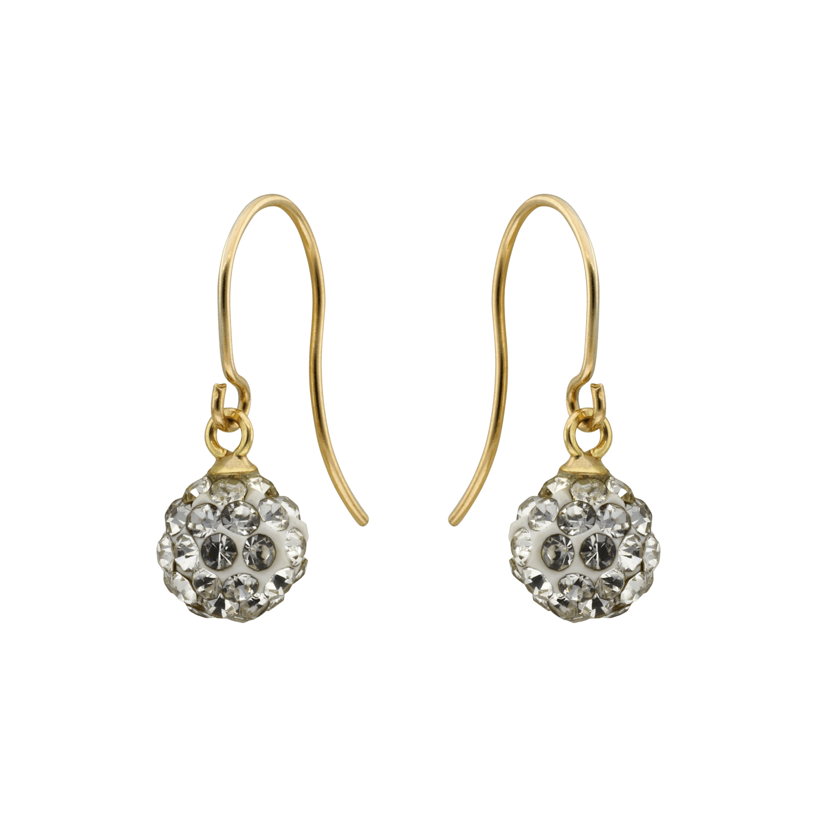 Boucles d'Oreilles crochet et boule cristal 6 millimètres