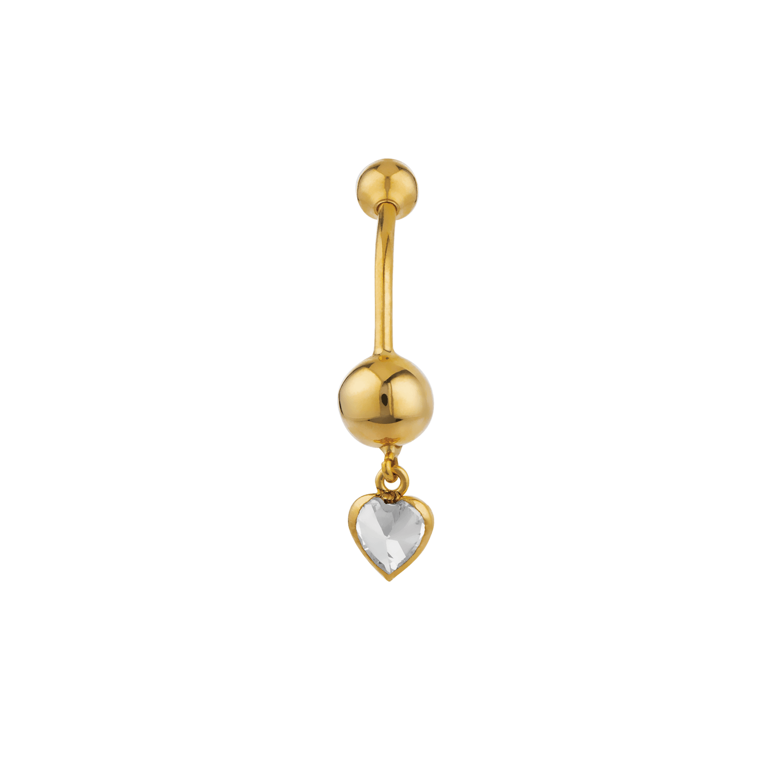 Piercing Nombril Or375 20mm Tige 1.2mm Cœur Zirconium