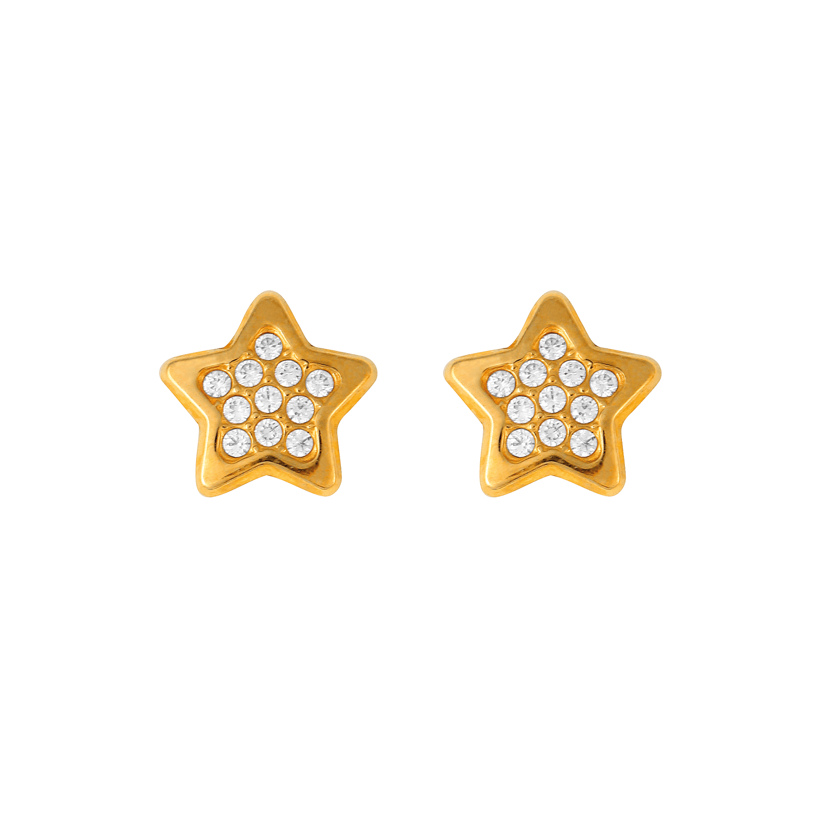 Boucles D'oreilles Etoile Zirconium 8mm Or375 Fermoir Silicone
