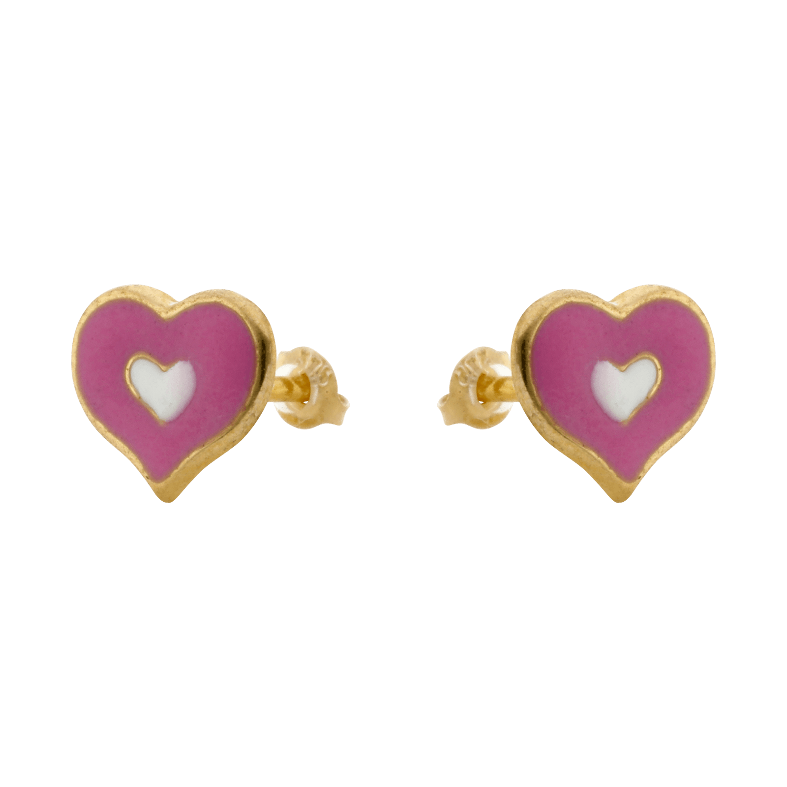 boucles d'oreilles or coeur ajouré émail rose