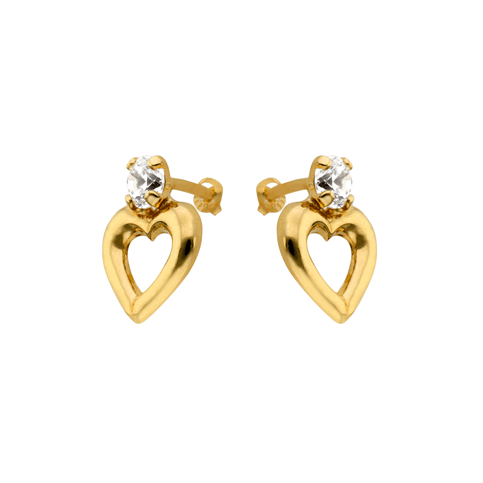 Boucles d'Oreilles coeur ajouré et Oxyde de Zirconium 3 millimètres