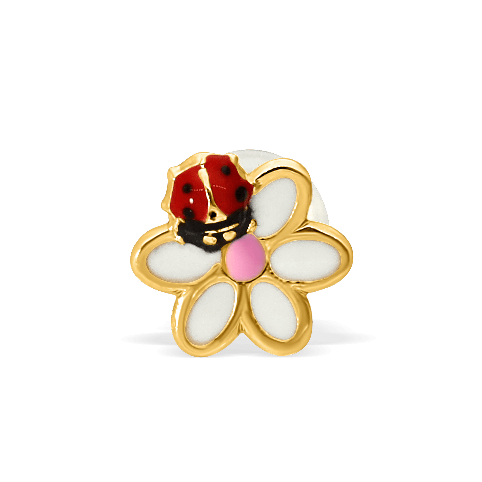 Boucles D'oreilles Or375 Margueritte Coccinelle Email