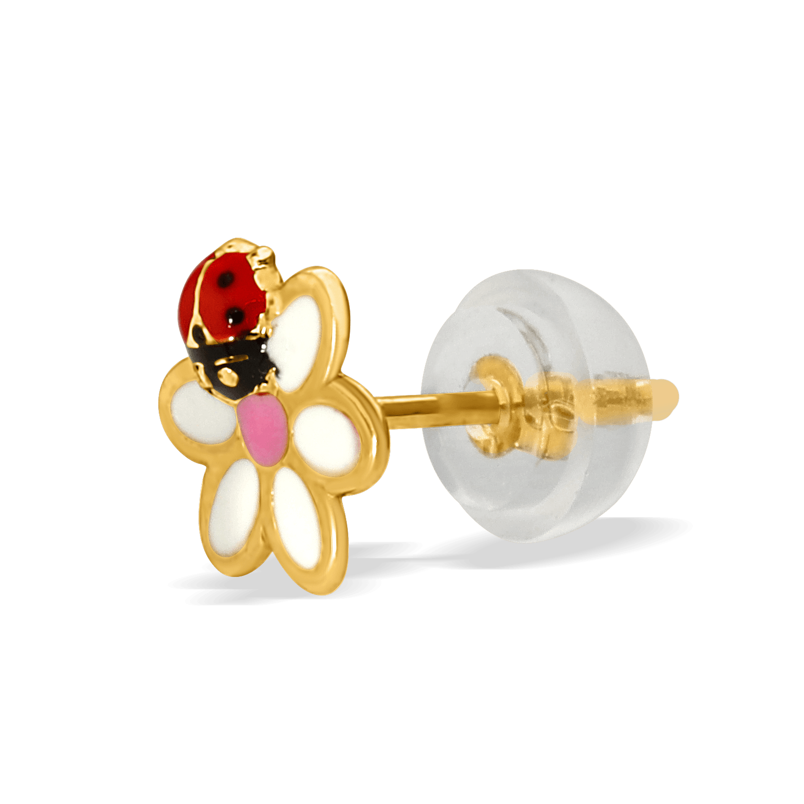 Boucles D'oreilles Or375 Margueritte Coccinelle Email