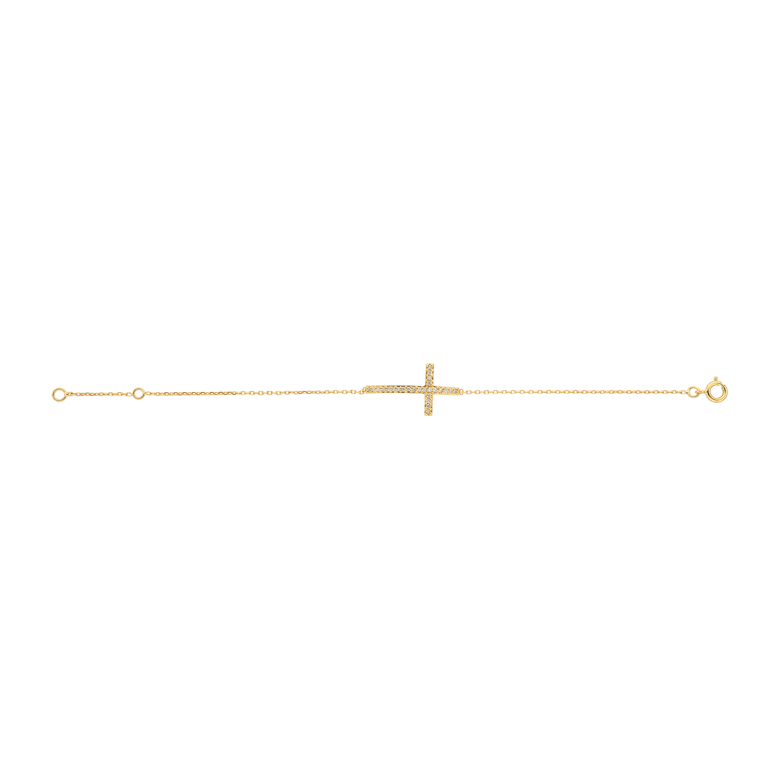 Bracelet Croix Zirconium 14*25mm 16A18cm Plaqué Or