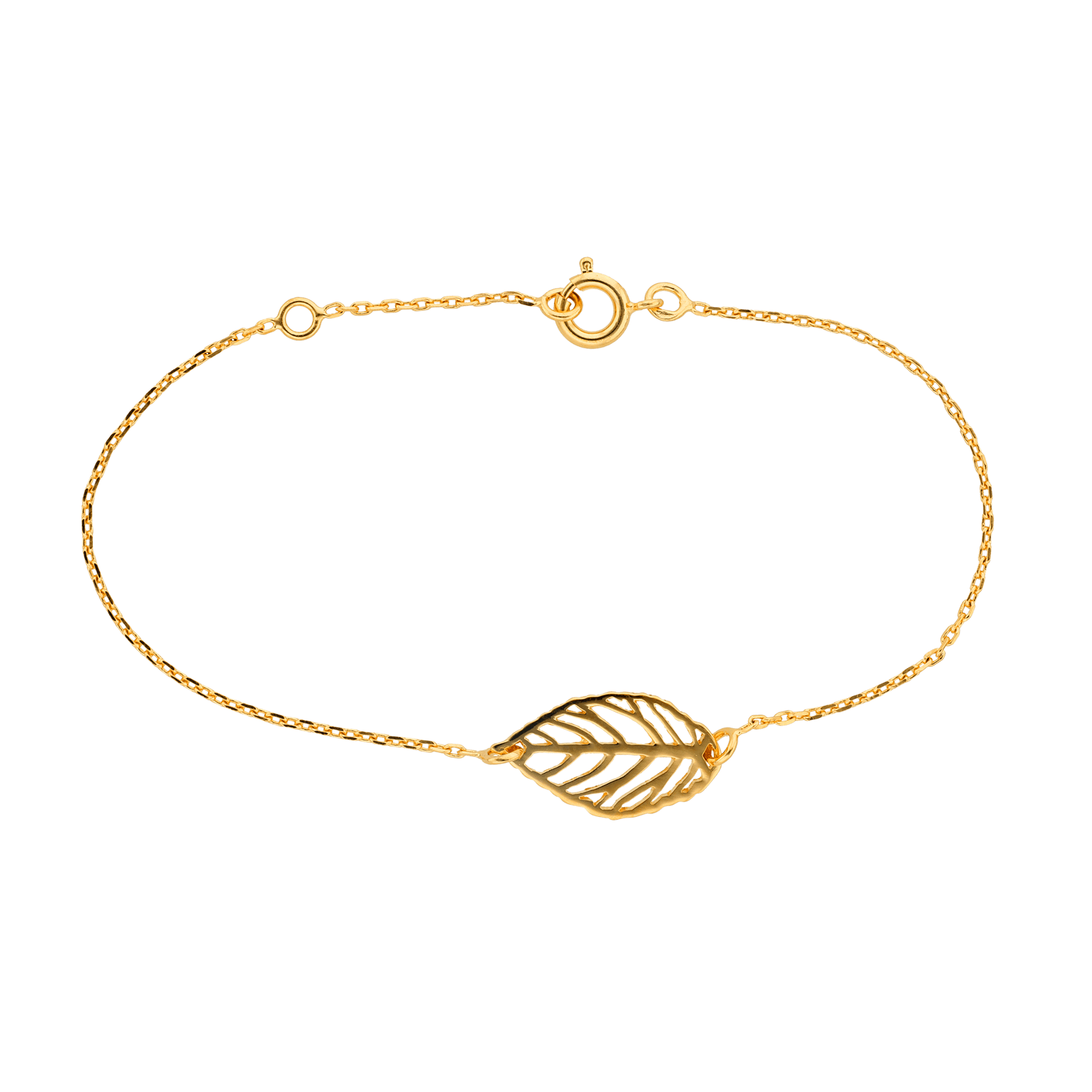 Bracelet Feuille 10*18mm 16A18cm Plaqué Or