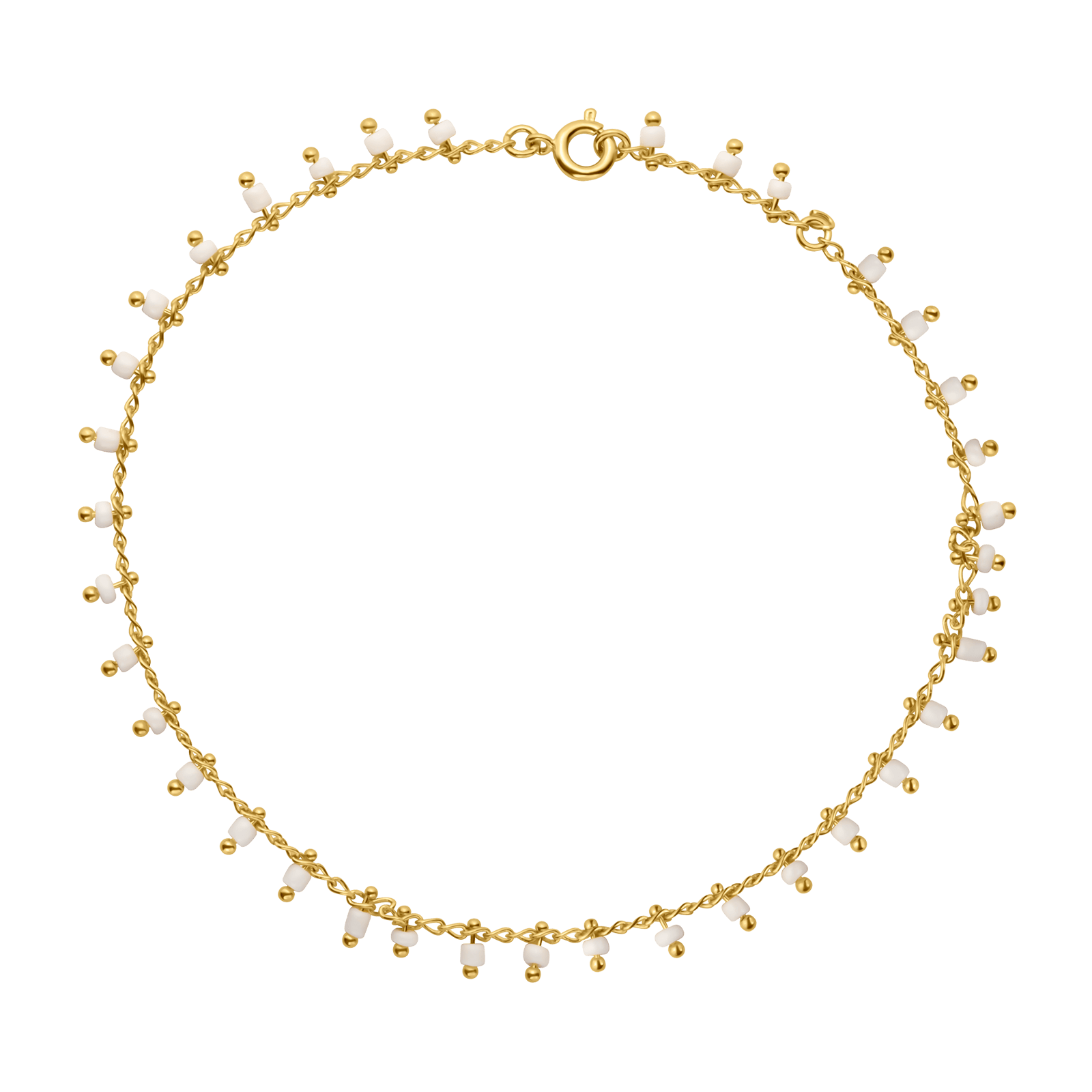 Chaîne Cheville Email Blanc 23A25cm Plaqué Or