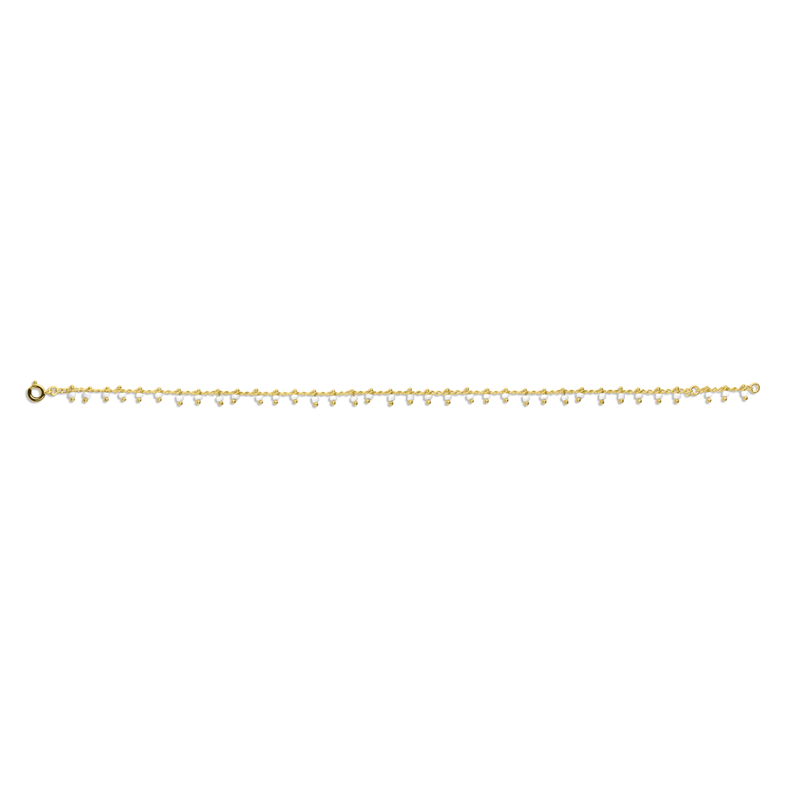 Chaîne Cheville Email Blanc 23A25cm Plaqué Or