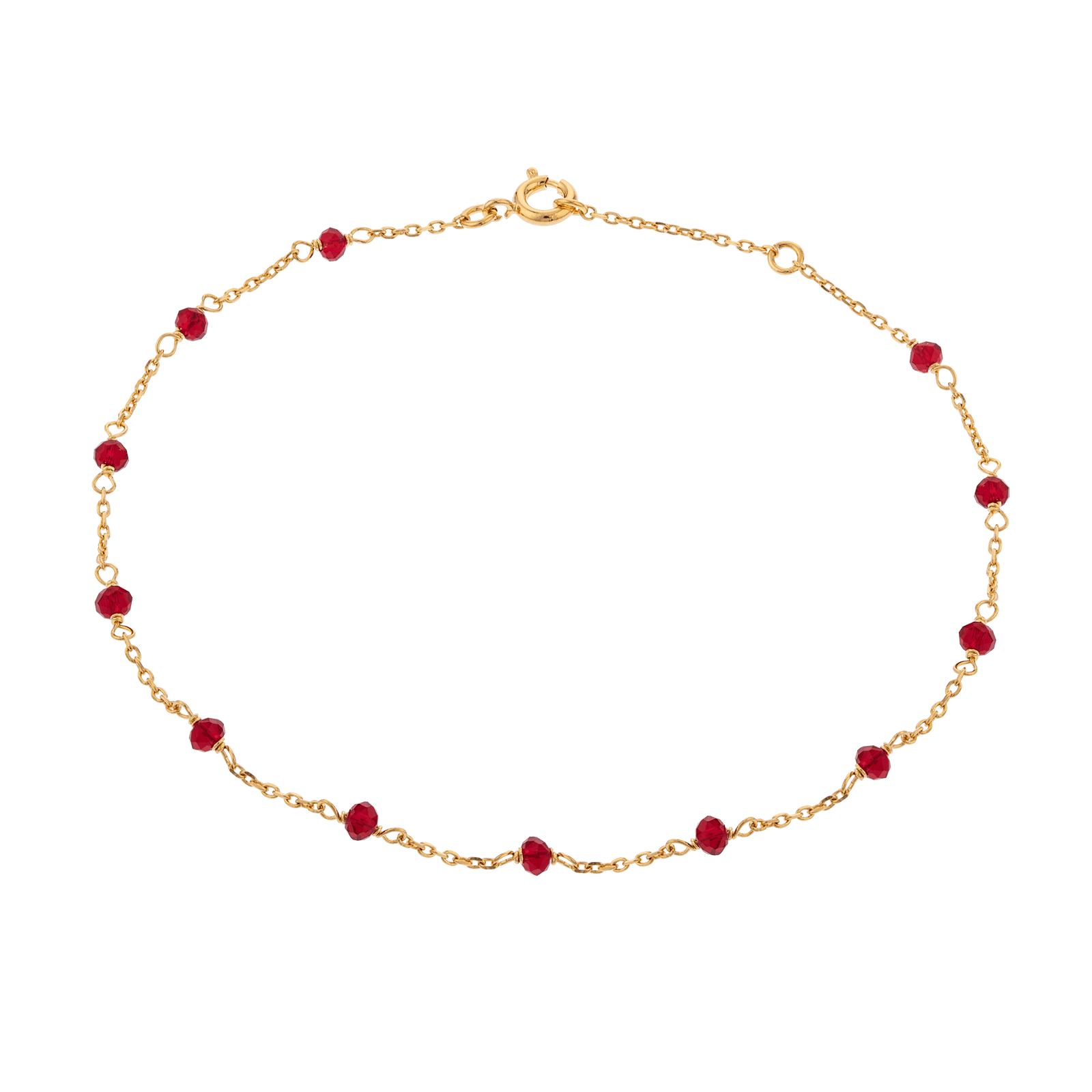 Chaîne Cheville Cristal Grenat 3mm 23A25cm Plaqué Or