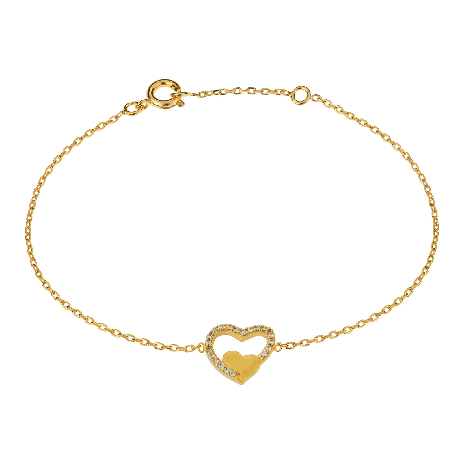 Bracelet Plaqué Or Cœurs Zirconium 10*11mm 16A18cm