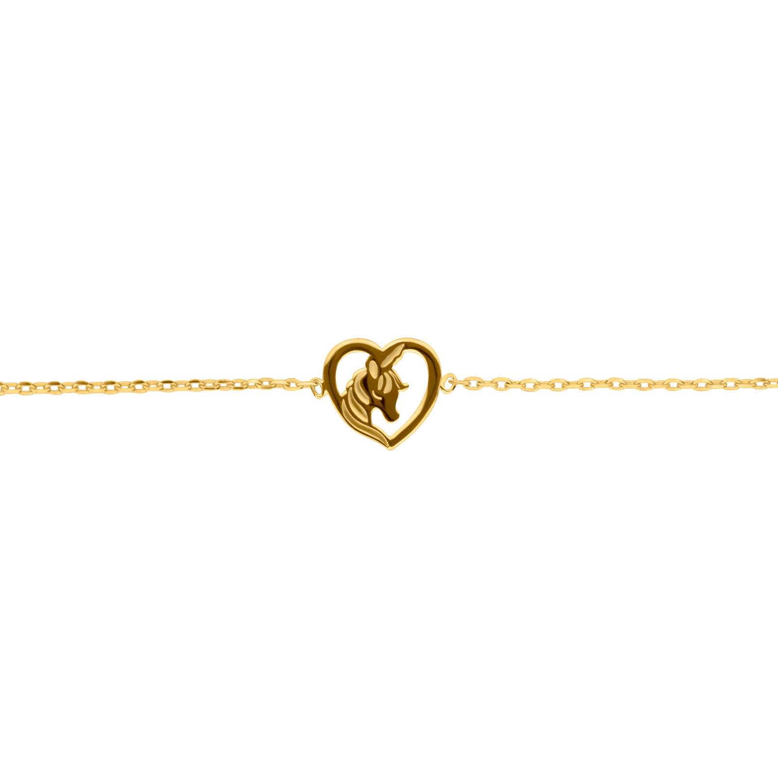 Bracelet Plaqué Or Cœur Licorne 10.1*9.7mm 16A18cm