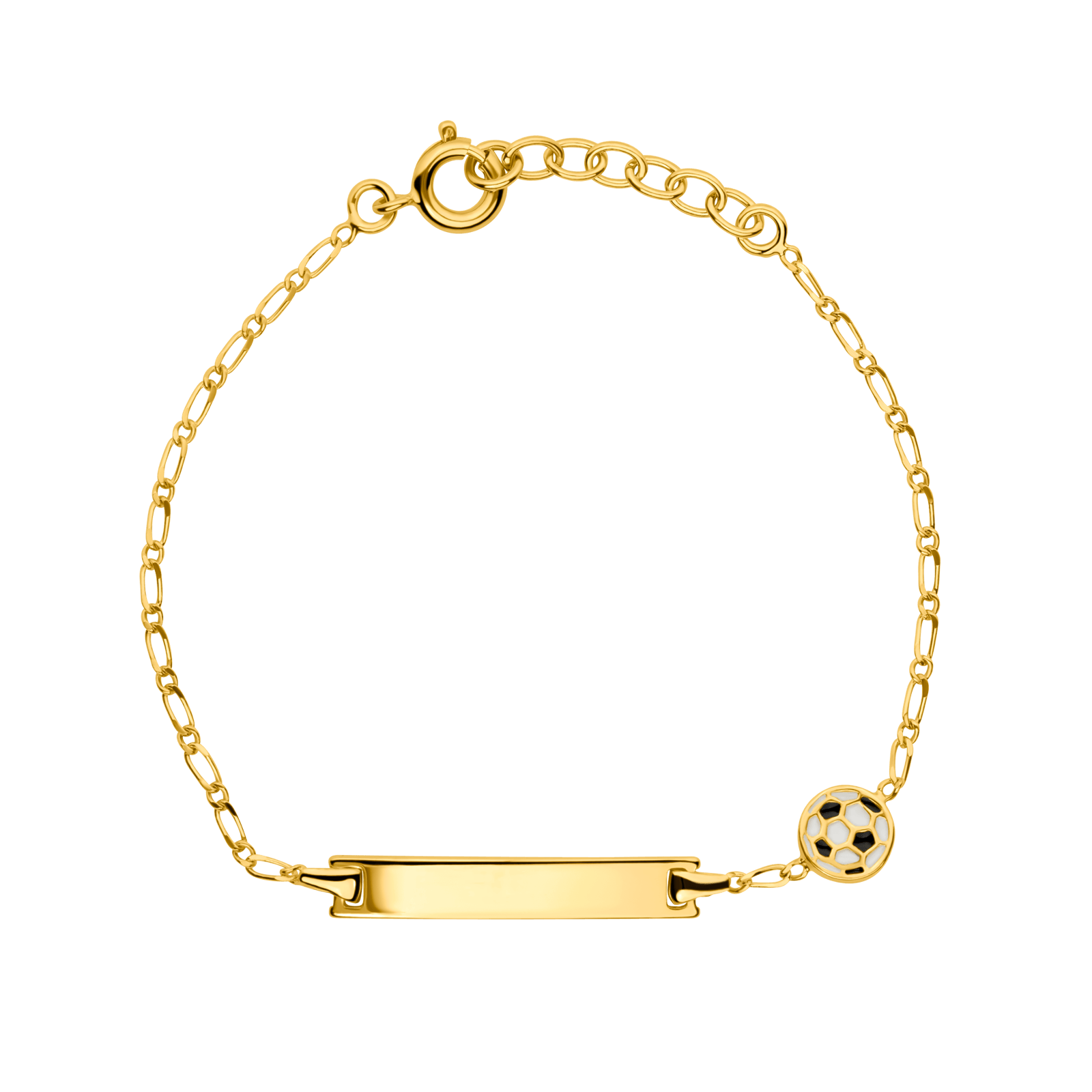 Bracelet Identité Plaqué Or Ballon Foot Email 6mm 14A16cm