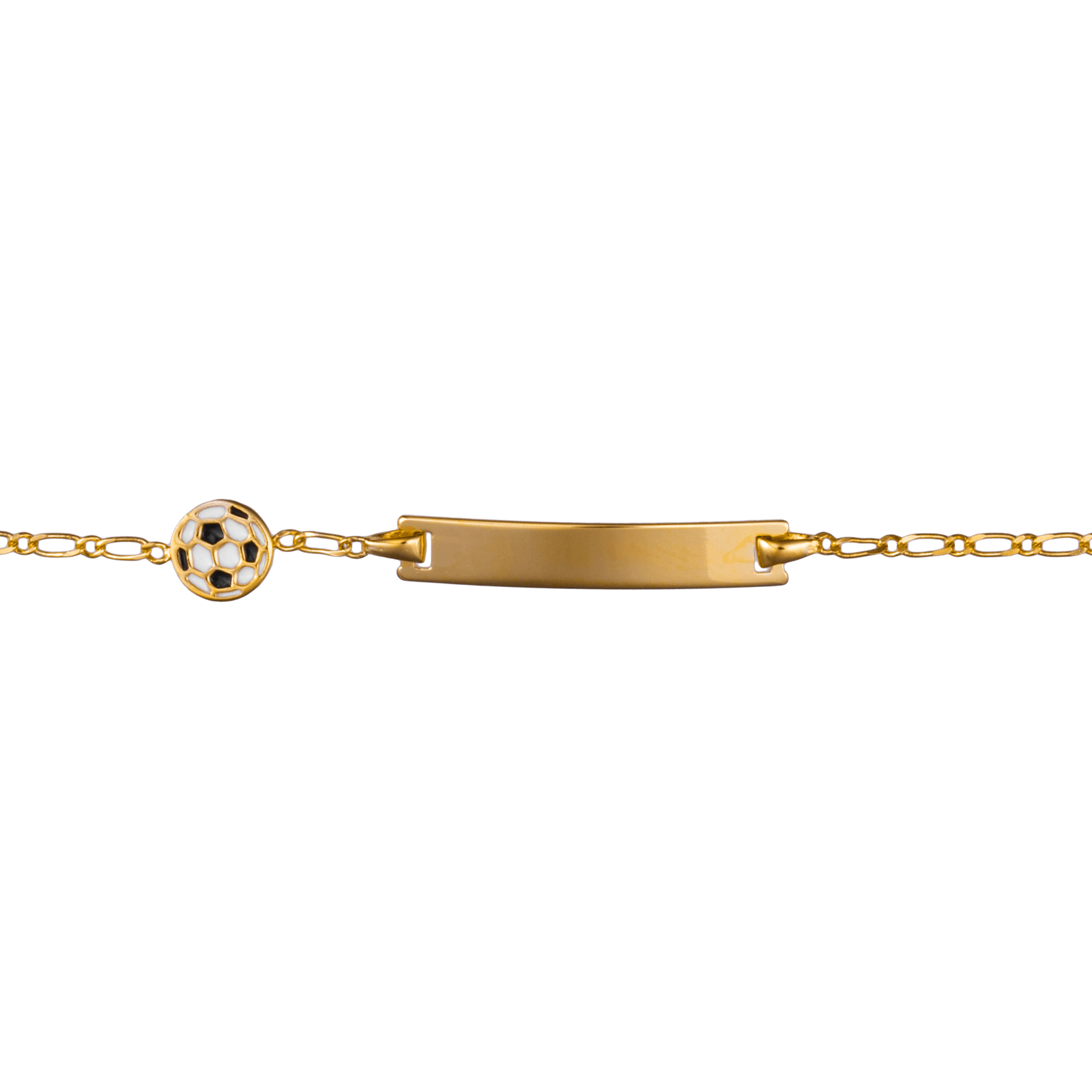 Bracelet Identité Plaqué Or Ballon Foot Email 6mm 14A16cm